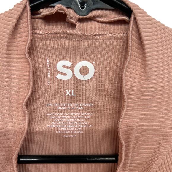 Coquette Soft Girl Ribbed Lettuce Hem Mock Neck Top Dusty Rose Size XL - Picture 5 of 6